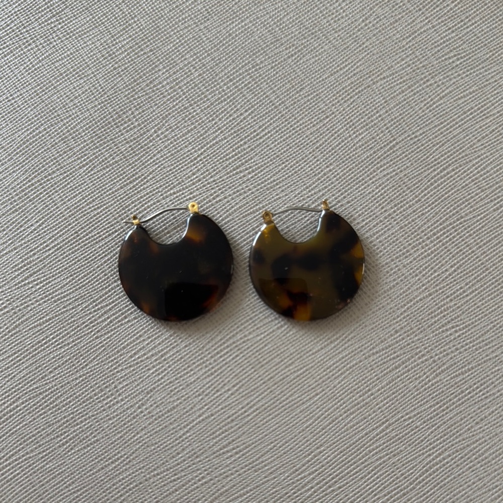 J. Crew Brown Tortoiseshell Disc Earrings